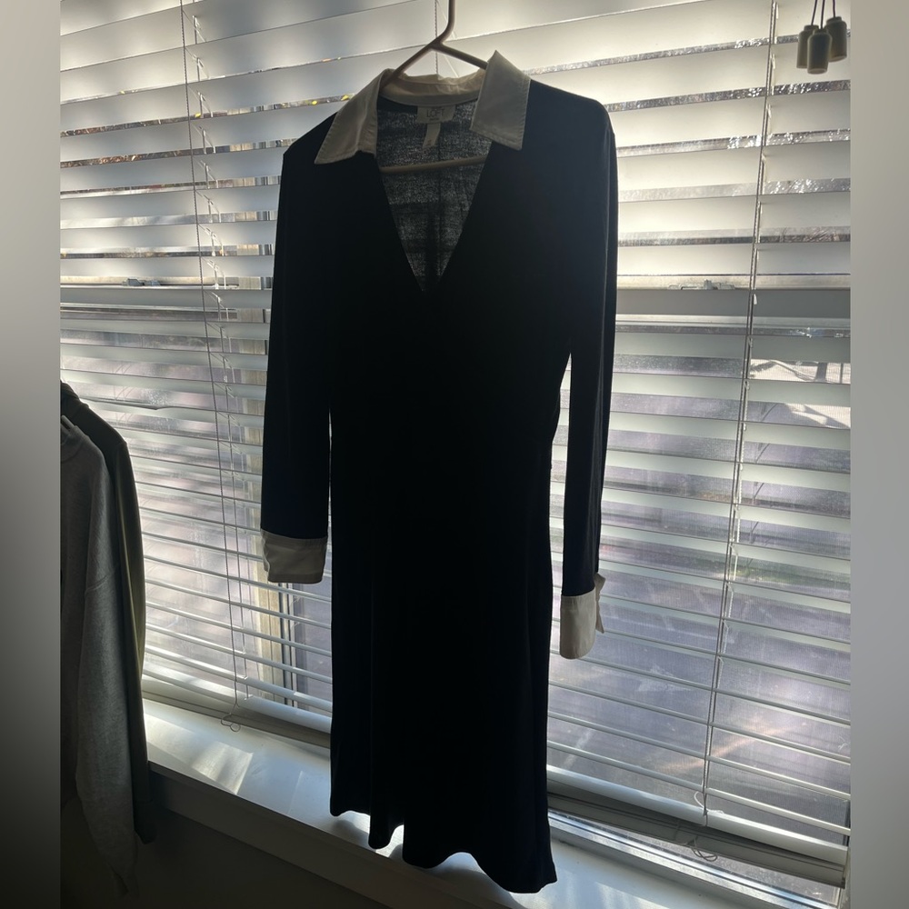 Ann Taylor Loft Collared Black Dress
